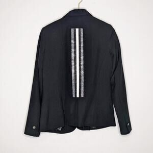 Hipchik Couture Black Glitter Striped Blazer Long Sleeve Single Button Size 4